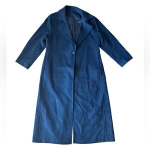 Saks Fifth Avenue Fleurette Cashmere Coat Black Long Single Button Collared 12